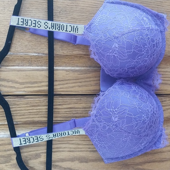 Victoria's Secret NWT Very Sexy "Bombshell" Push-up Bra Shine Strap 36DDD Purple - Picture 13 of 16